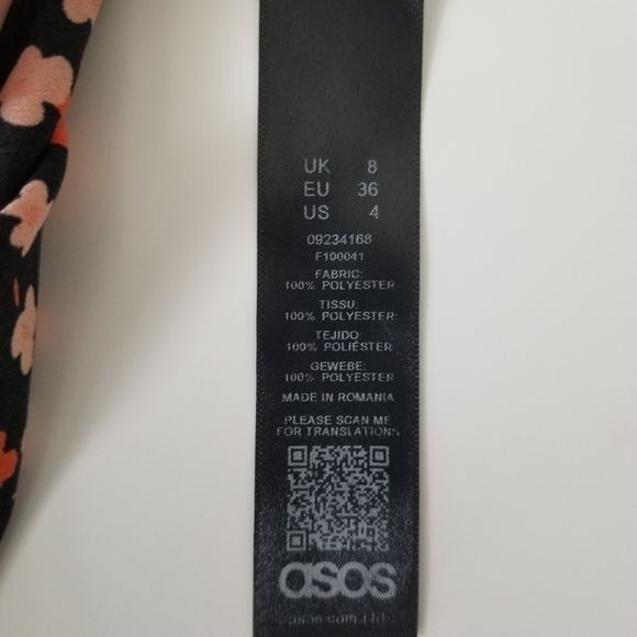 ASOS Floral Short Sleeve Midi Dress Black/ Red Size 4 - Picture 8 of 11